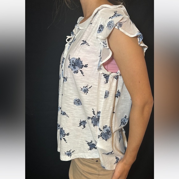 Lucky Brand top, blue floral women’s size large - Picture 4 of 9
